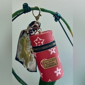 Stylish Monogram Red Keychain Mini Purse